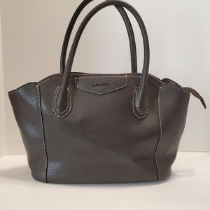 Savoy Gray Faux Leather Satchel
